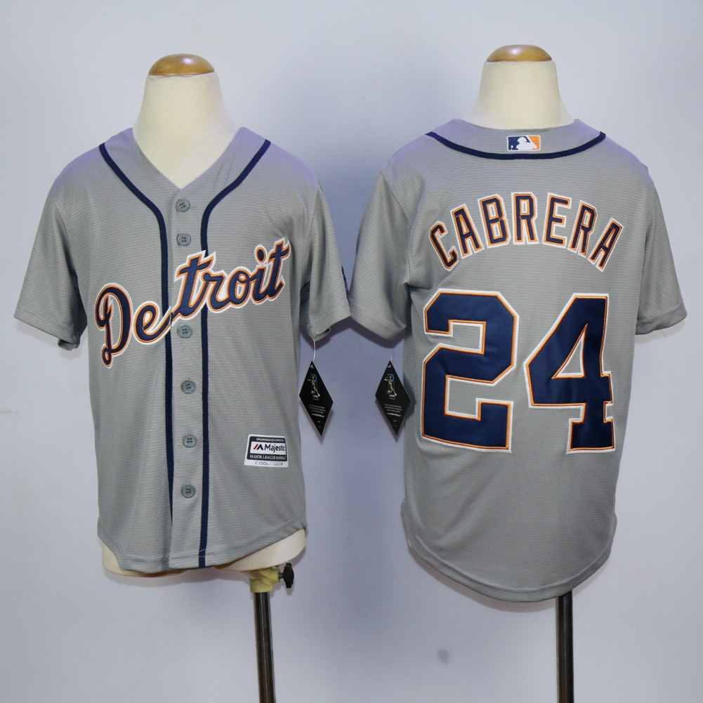 Youth Detroit Tigers #24 Cabrera Grey MLB Jerseys->youth mlb jersey->Youth Jersey